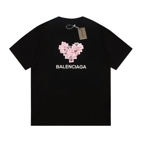 520限定品 tシャツ バレンシアガ激安通販 純綿 ハートプリント 抗菌防臭 トップス 短袖 柔らかい ブラック