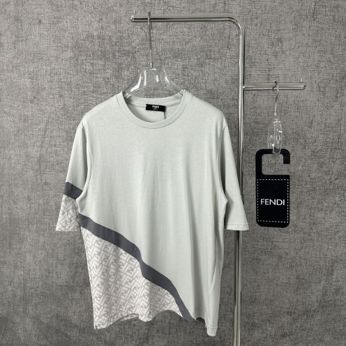 セール開催中 fendi キッズ t シャツ偽物 純綿 トップス Tシャツ ゆったり 半袖 夏 シンプル グレイ 