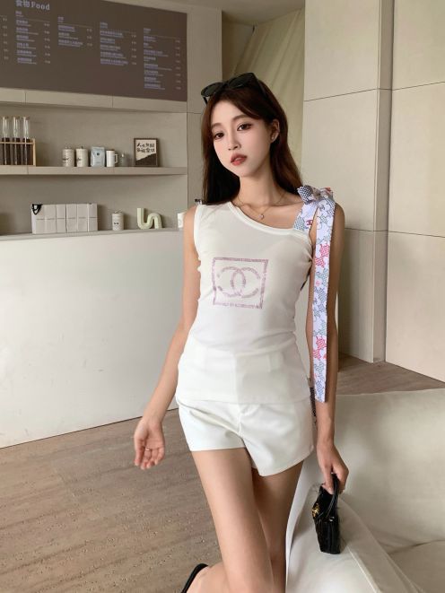 chanel nike t シャツスーパーコピー 純綿 びっくりした価格 トップス 無袖 キャミソール 柔らかい ホワイト