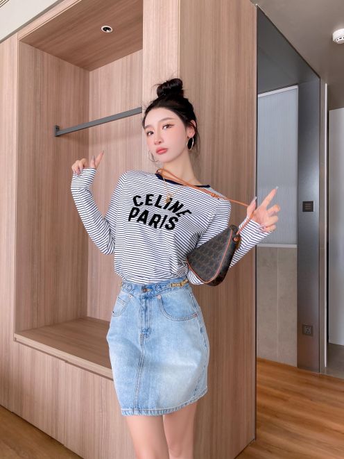 セリーヌ アウトレット tシャツＮ級品 シンプル 純綿 長袖トップス ログｔ 品質保証 高級感溢れる ブラック