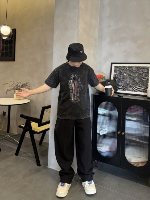 特別価格アイテム ステューシーtシャツＮ級品 純綿 トップス 半袖 プリント シンプル 高品質 ブラック