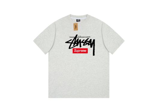 新品販売 ステューシーコラボtシャツコピー 触り心地が良い 純綿 トップス プリント 柔らかい  グレイ