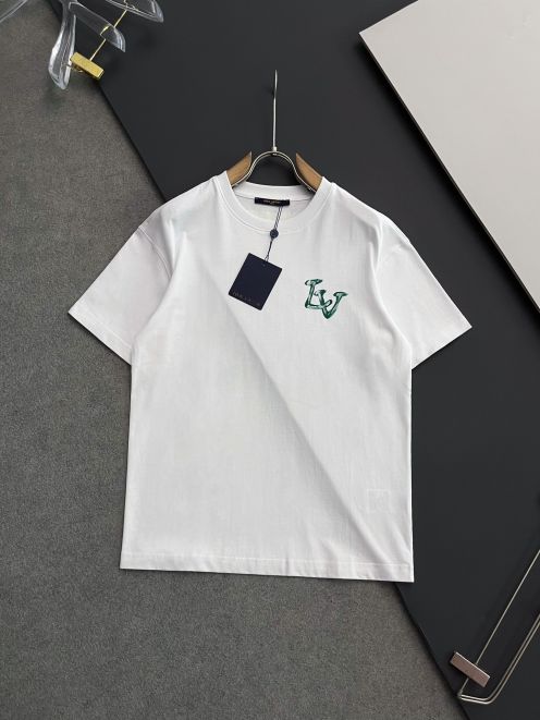 ルイヴィトンtシャツＮ級品 ロゴプリント 純綿 春夏服 シンプル 半袖 カジュアルトップス ホワイト
