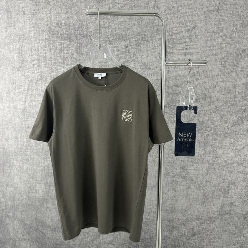 一番安い ロエベtシャツ 中古偽物 雰囲気がいい クルーネック 100％綿 トップス 半袖 ロゴ刺繍 シンプル グレイ