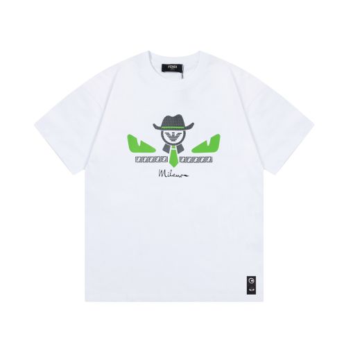 fendit シャツ メンズ偽物 トップス 綿100% カードローンプリント 短袖 Tシャツ ロゴ 個性的 男女兼用 ホワイト