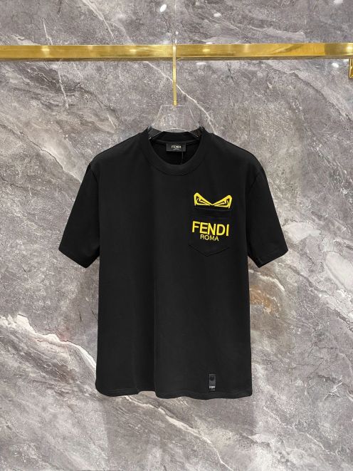 お得品‼fendi t シャツ レディース偽物 夏服 トップス 純綿 ロゴプリント simple 柔らかい 半袖 ブラック