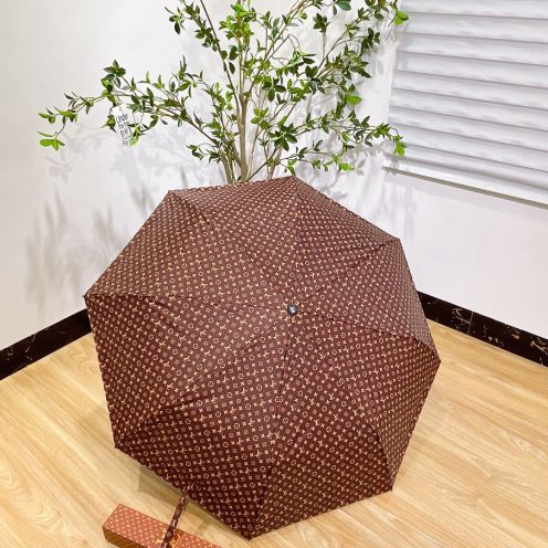 人気品 ヴィトンの傘下偽物  限定品 シンプル ワンタッチ自動開閉 折り畳み傘 軽量 プリント 高級感 ブラウン