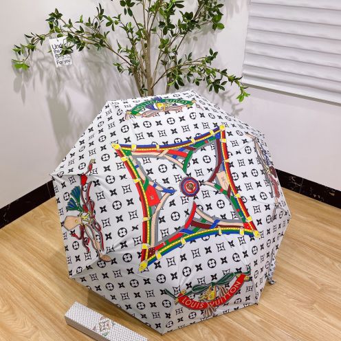 ルイヴィトン日傘コピー 限定 晴雨兼用 自動開閉 プリント 折り畳み傘 軽量 UVカット100遮光遮熱 ホワイト