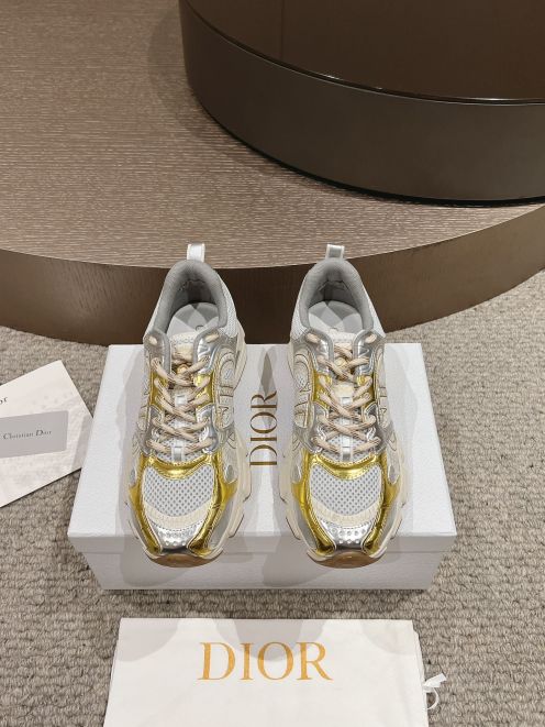 dior スニーカー メンズ偽物 運動シューズ ランニング ダッドスニーカー 抗菌防臭 カジュアル レディース ゴールド