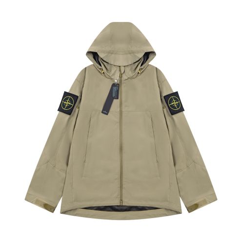 stone island シャツ ジャケット偽物 ジャケット トップス フード付き ハードシェルジャケット グレイ