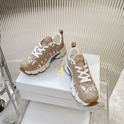 DIOR スニーカー ディオール偽物 運動 ランニング 柔軟 カジュアルシューズ シンプル ブラウン