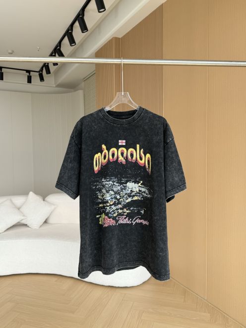 2025年のお買い得品 tシャツ バレンシアガ激安通販 トップス 短袖 100%綿 プリント 男女兼用 ブラック