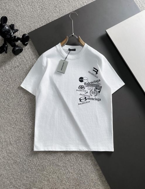 バレンシアガの服偽物 Ｔシャツ 短袖トップス シンプル 100%綿 プリント 男女兼用 ホワイト