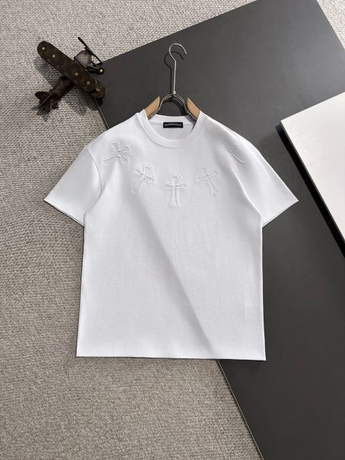 期間限定品 クロムハーツtシャツ 偽物 見分け方スーパーコピー シンプル 短袖 トップス 純綿 ホワイト