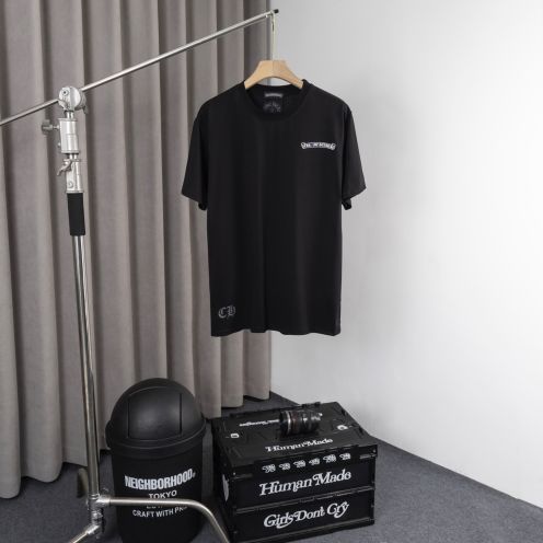 男女兼用 クロムハーツtシャツ 定価偽物 シンプル 柔軟 短袖 プリント トップス 100％綿 SDY2 ブラック
