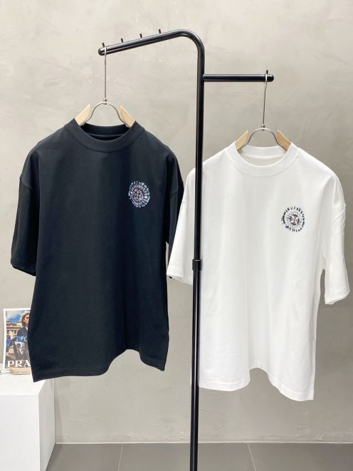 クロムハーツtシャツＮ級品 トップス カジュアル 半袖 純綿 メンズ 柔らかい ロゴプリント 2色可選