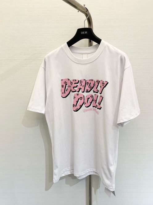 レディース クロムハーツtシャツスーパーコピー 柔らかい プリント トップス カジュアル 半袖 純綿 ホワイト