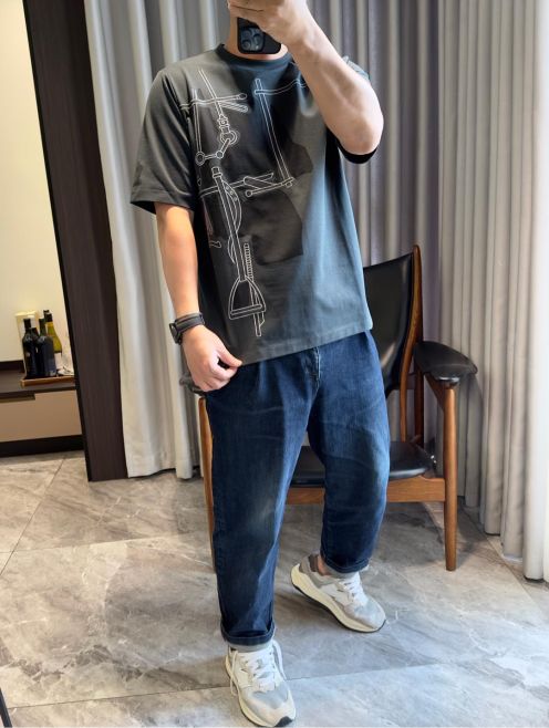 おすすめ エルメス tシャツ 値段スーパーコピー 高品質 トップス 純綿 プリント 柔らかい ブラック