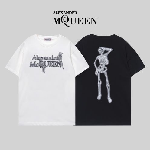 アレキサンダーマックイーンロゴ激安通販 純綿Ｔシャツ トップス 短袖 プリント G1073 2色可選