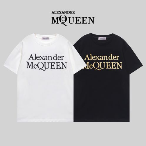 アレキサンダーマックイーン メンズ tシャツ偽物 純綿 トップス 短袖 プリント コットン G1128 2色可選