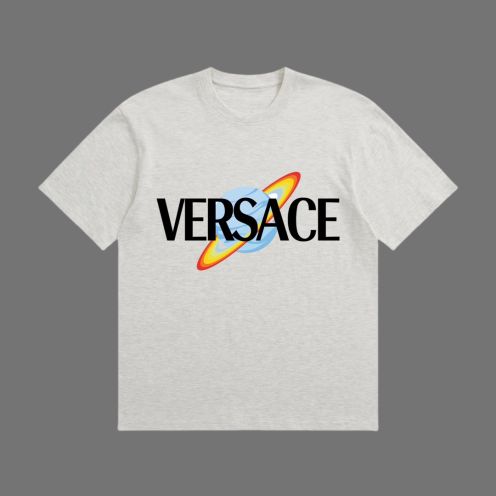 ヴェルサーチtシャツレディースコピー 短袖 柔軟 プリント トップス 綿 ゆったり 男女兼用 グレー