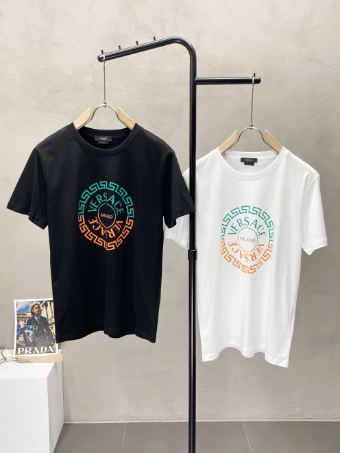 ヴェルサーチtシャツメルカリ偽物 半袖 柔軟 プリント トップス 綿 ゆったり 多色可選