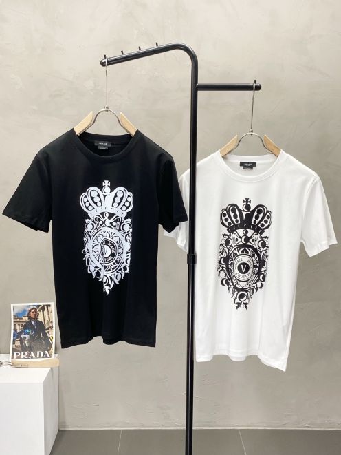 ヴェルサーチ シャツ 値段偽物 tシャツ 柔らかい プリント トップス 100％綿 ゆったり 多色可選