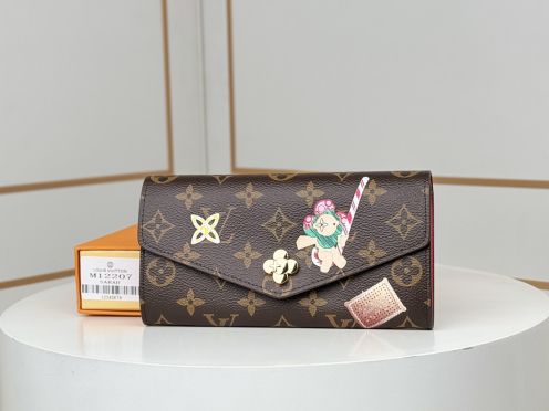 ルイヴィトン財布 売りたい偽物 ロング 多機能ポケット 花柄 M12207 ブラウン