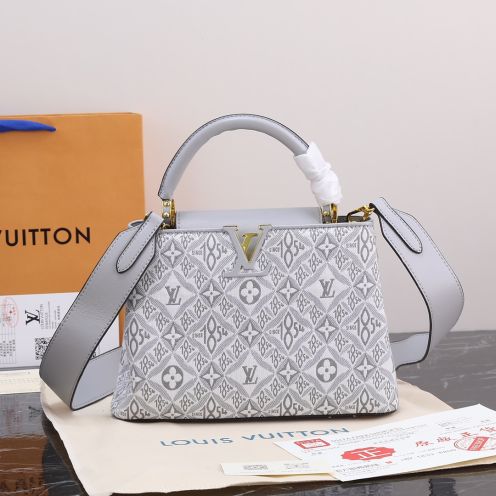 LV ルイヴィトンバッグ 黒偽物 斜め掛け シンプル 牛革 ハンドバッグ 優雅レディ グレー
