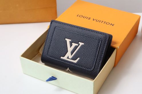 LV ルイヴィトン財布 ウィスーパーコピー 牛革 柔らかい 二つ折り プリント M83362 ブラック