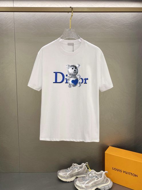 メンズ ディオールtシャツコピー トップス シンプル 純綿 ロゴ刺繍 柔らかい ゆったり 多色可選