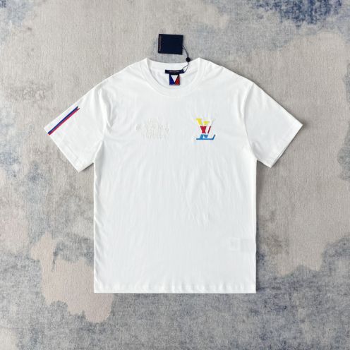 お洒落！ヴィトンのtシャツコピー シンプル 綿 半袖 トップス ゆったり ホワイト