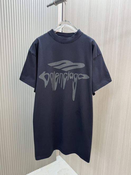 個性的なメンズ バレンシアガ tシャツＮ級品 上質 トップス 半袖 プリント ファッション ブラック