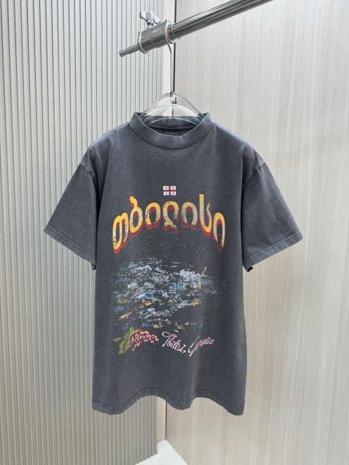 バレンシアガ 無地tシャツスーパーコピー 上質 トップス 半袖 プリント シンプル グレー