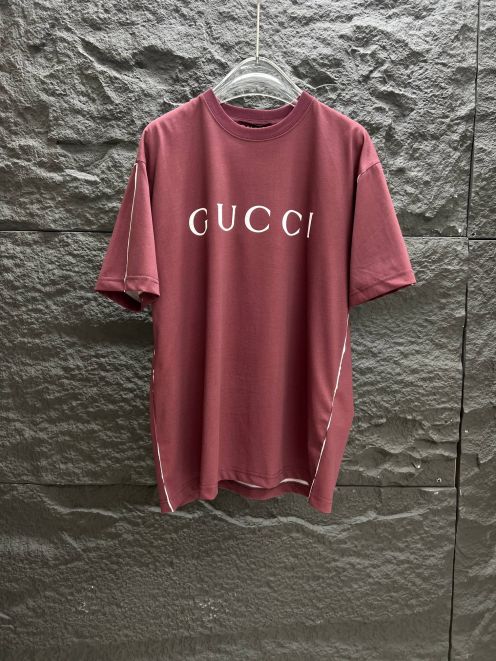 gucci アウトレット t シャツコピー トップス 純綿 ロゴプリント ゆったり 半袖 レッド