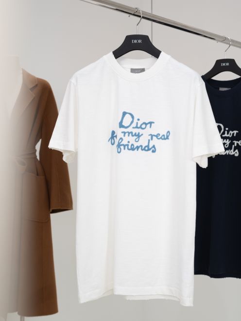 dior tシャツ偽物 ゆったり プリント 純綿 トップス 半袖 シンプル ホワイト