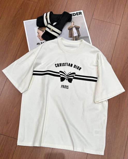 メンズ ディオール tシャツコピー ゆったり 純綿 トップス 短袖 柔らかい プリント ホワイト