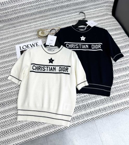 ディオールのtシャツ偽物 ゆったり 純綿 トップス 短袖 柔らかい 2色可選