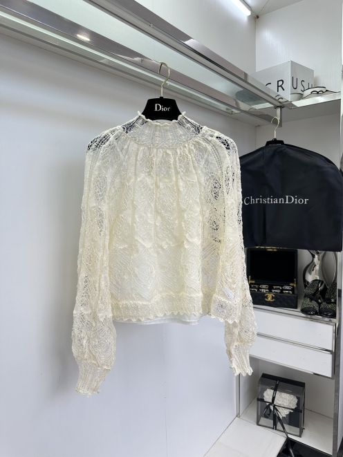 ディオールの服コピー トップス 長袖 シャツ レース カジュアル ホワイト