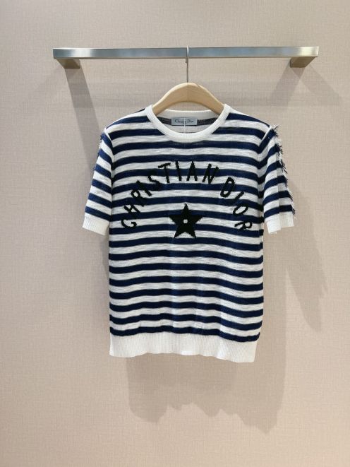 ディオール tシャツ サイズ感スーパーコピー 純綿 トップス 短袖 シンプル 横縞 ブラック