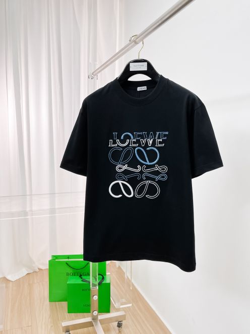 ロエベtシャツ 安いスーパーコピー 純綿 トップス 半袖 ロゴプリント シンプル ブラック
