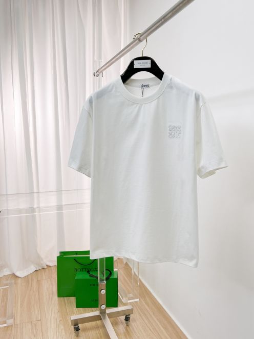 ロエベtシャツ メルカリコピー 純綿 トップス 半袖 ロゴ刺繍 シンプル ホワイト