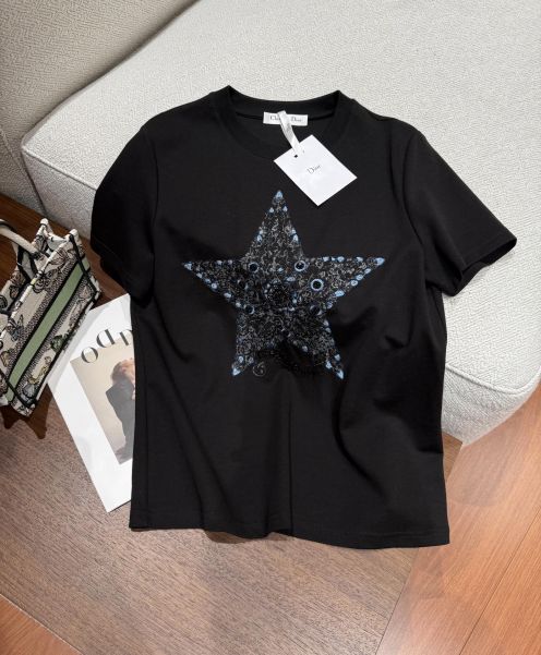 びっくりした価格 ディオールの t シャツＮ級品 星 シンプル 純綿 トップス 短袖 ブラック