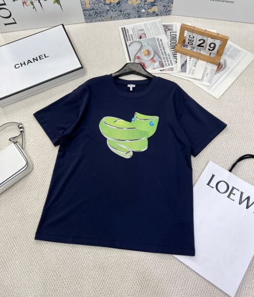 ロエベ tシャツ 黒激安通販 プリント ファッション  純綿 トップス 短袖 L611210 ブルー