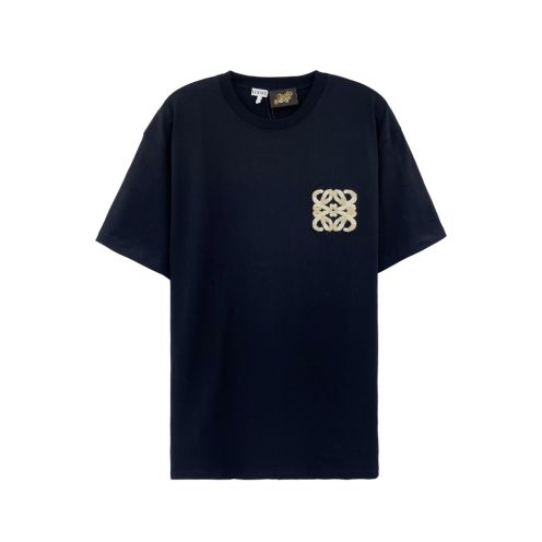 ロエベのtシャツスーパーコピー ロゴ刺繍 ファッション  純綿 トップス 短袖 柔らかい ブラック