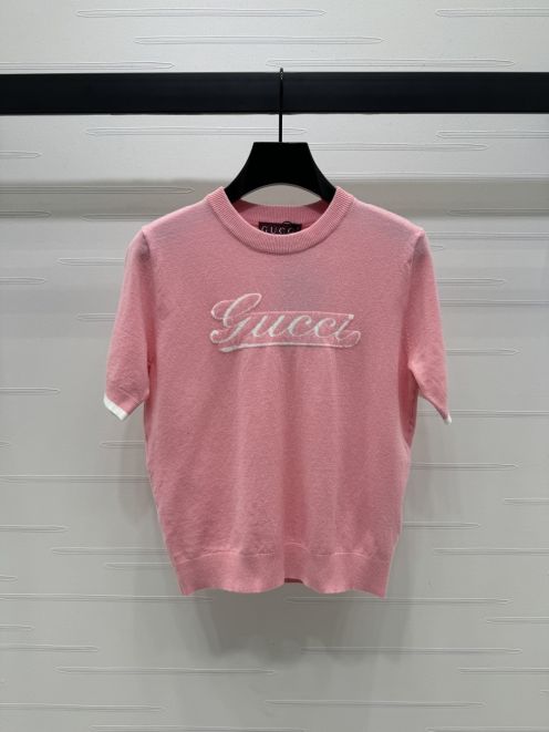 gucci ドナルド t シャツ偽物 ニット トップス 短袖 柔らかい 綿 シンプル ピンク