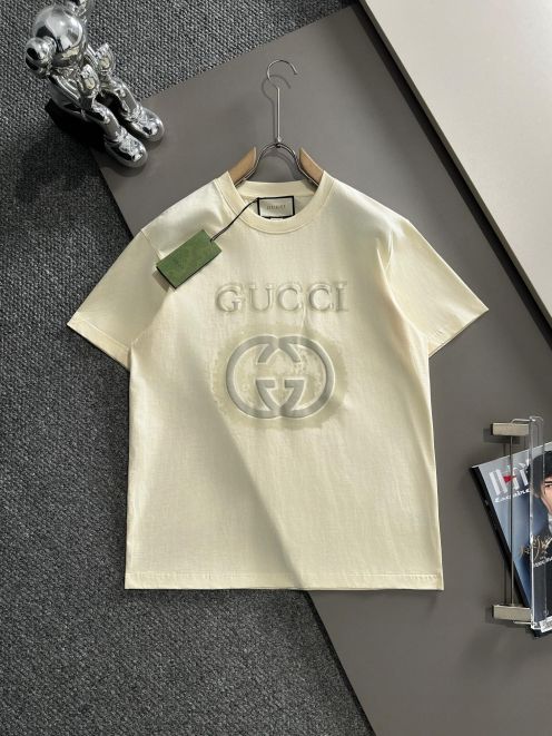 gucci t シャツ スパンコール偽物 プリント トップス tシャツ 男女兼用 100％綿 柔らかい ホワイト