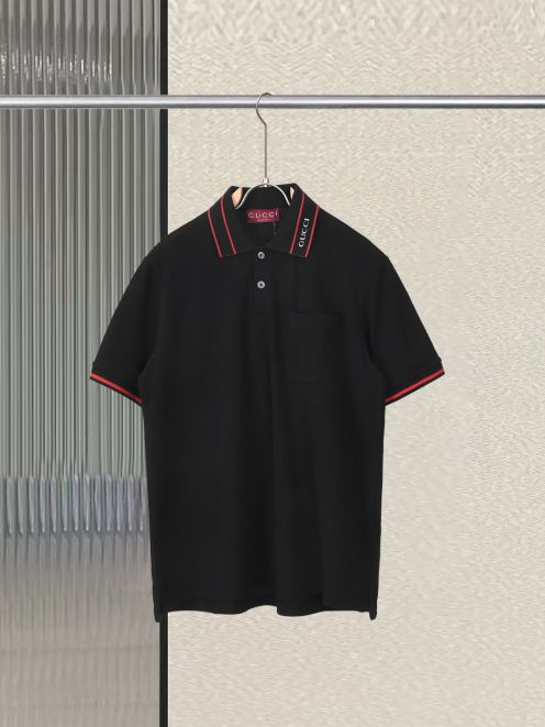 gucciポロスーパーコピー ポロシャツ トップス シンプル カジュアル 柔軟 男女兼用 ブラック