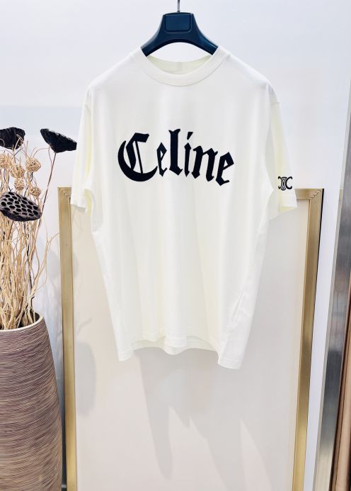 セリーヌtシャツ メンズスーパーコピー トップス 純綿 シンプル 半袖 ゆったり ホワイト