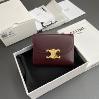 セリーヌ 財布 レディースコピー 牛革 三つ折り レザー 人気 ショット レッド